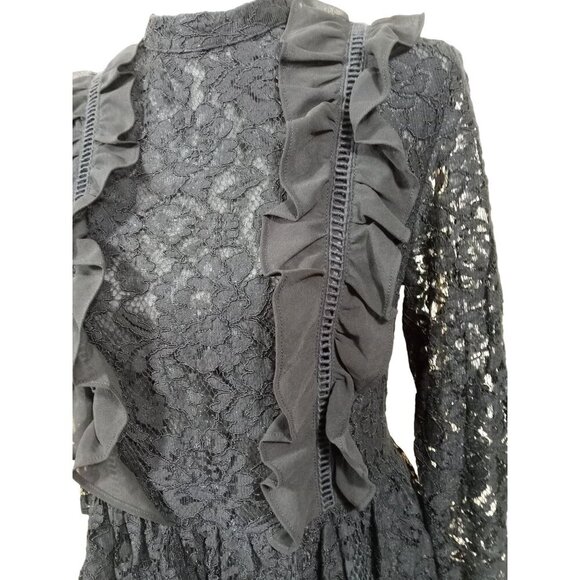 Marled Reunited Clothing Sexy Womens Lace Ruffle Peplum Blouse Size Small - Picture 2 of 13